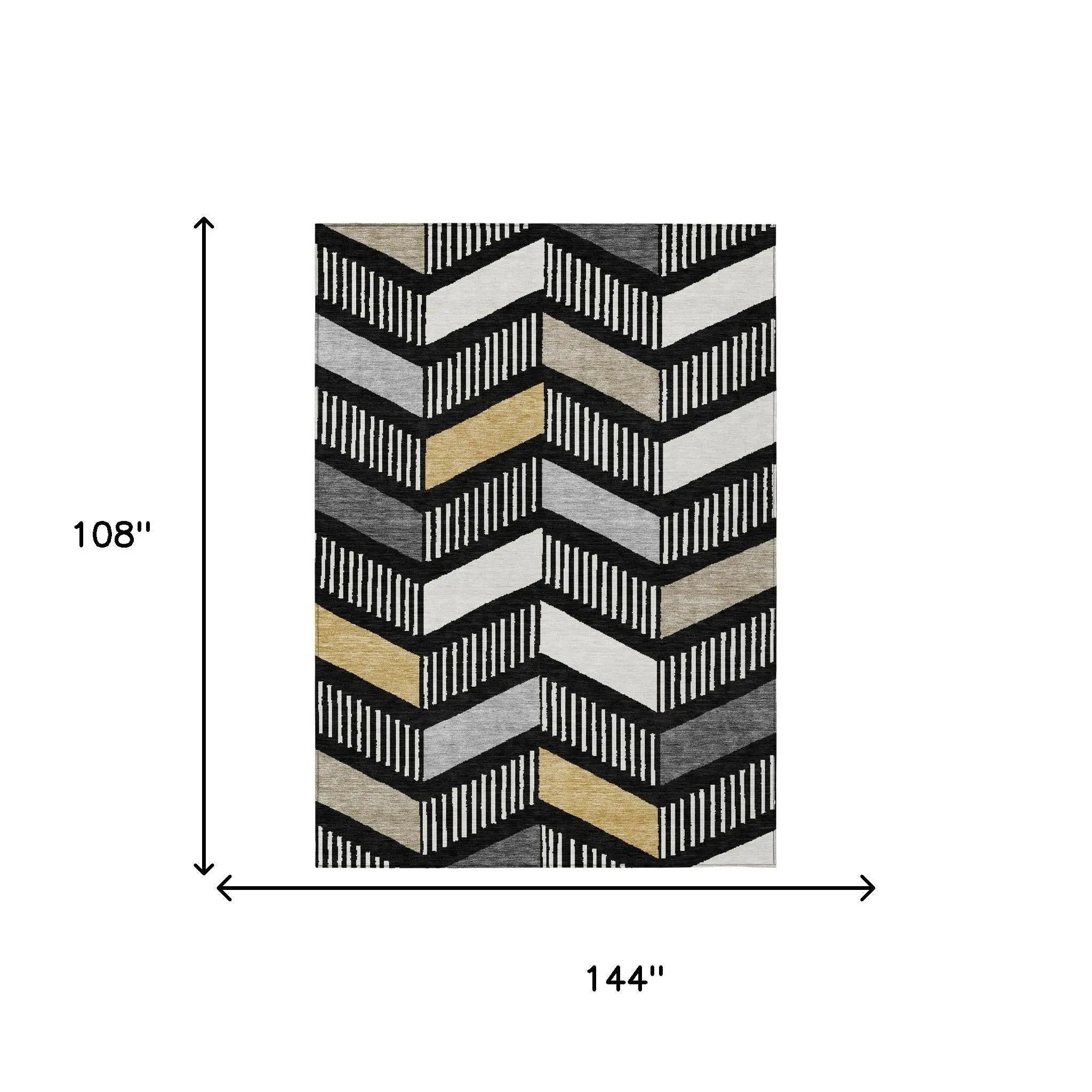 9' X 12' Black And Graphite Geometric Washable Indoor Outdoor Area Rug Homeroots Outdoor