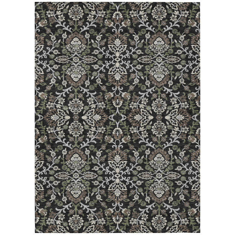 9' X 12' Black And Graphite Geometric Washable Indoor Outdoor Area Rug Homeroots Outdoor