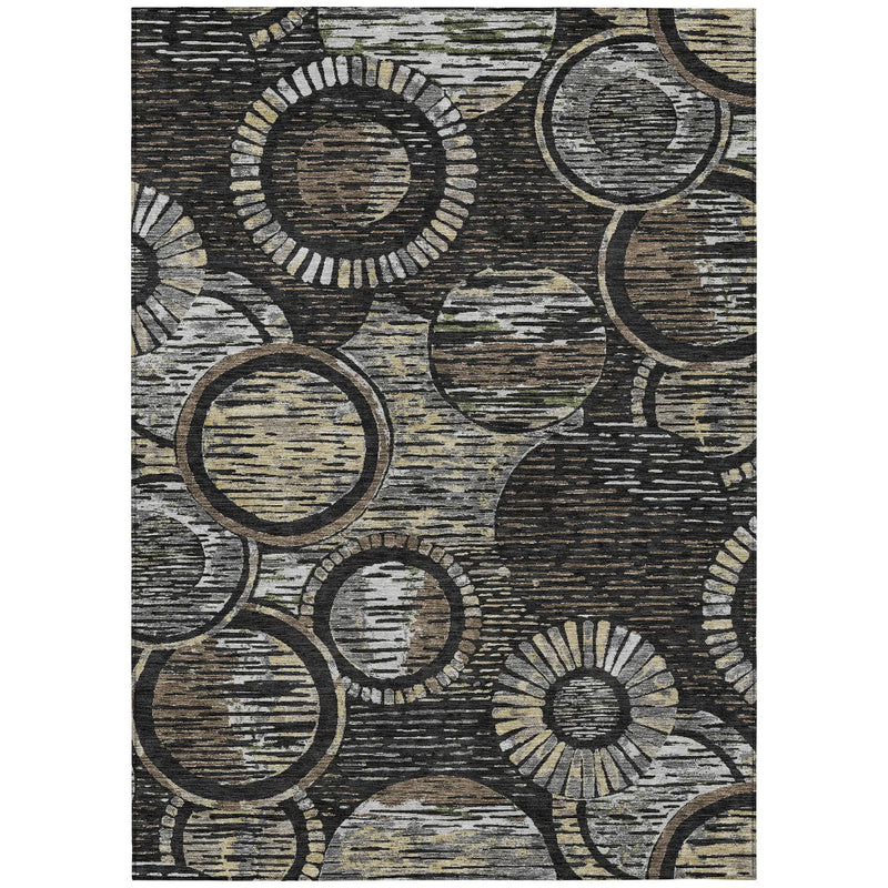 9' X 12' Black And Graphite Geometric Washable Indoor Outdoor Area Rug Homeroots Outdoor