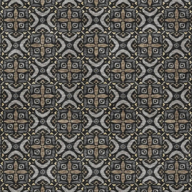 9' X 12' Black And Graphite Geometric Washable Indoor Outdoor Area Rug Homeroots Outdoor