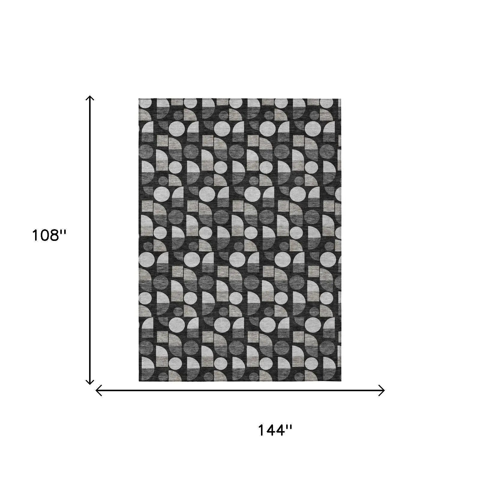 9' X 12' Black And Graphite Geometric Washable Indoor Outdoor Area Rug Homeroots Outdoor