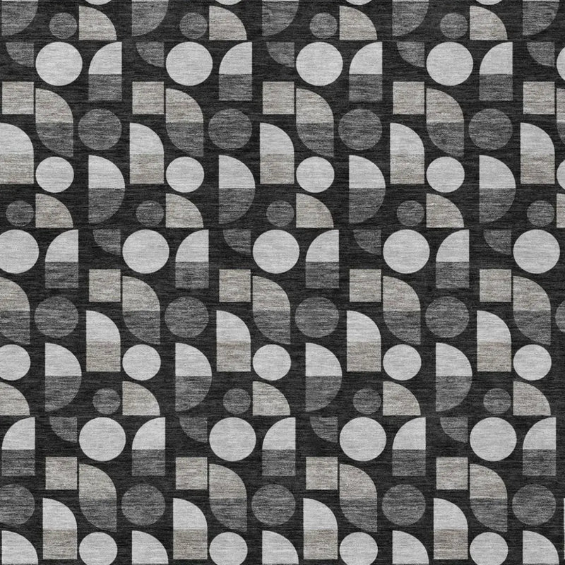 9' X 12' Black And Graphite Geometric Washable Indoor Outdoor Area Rug Homeroots Outdoor
