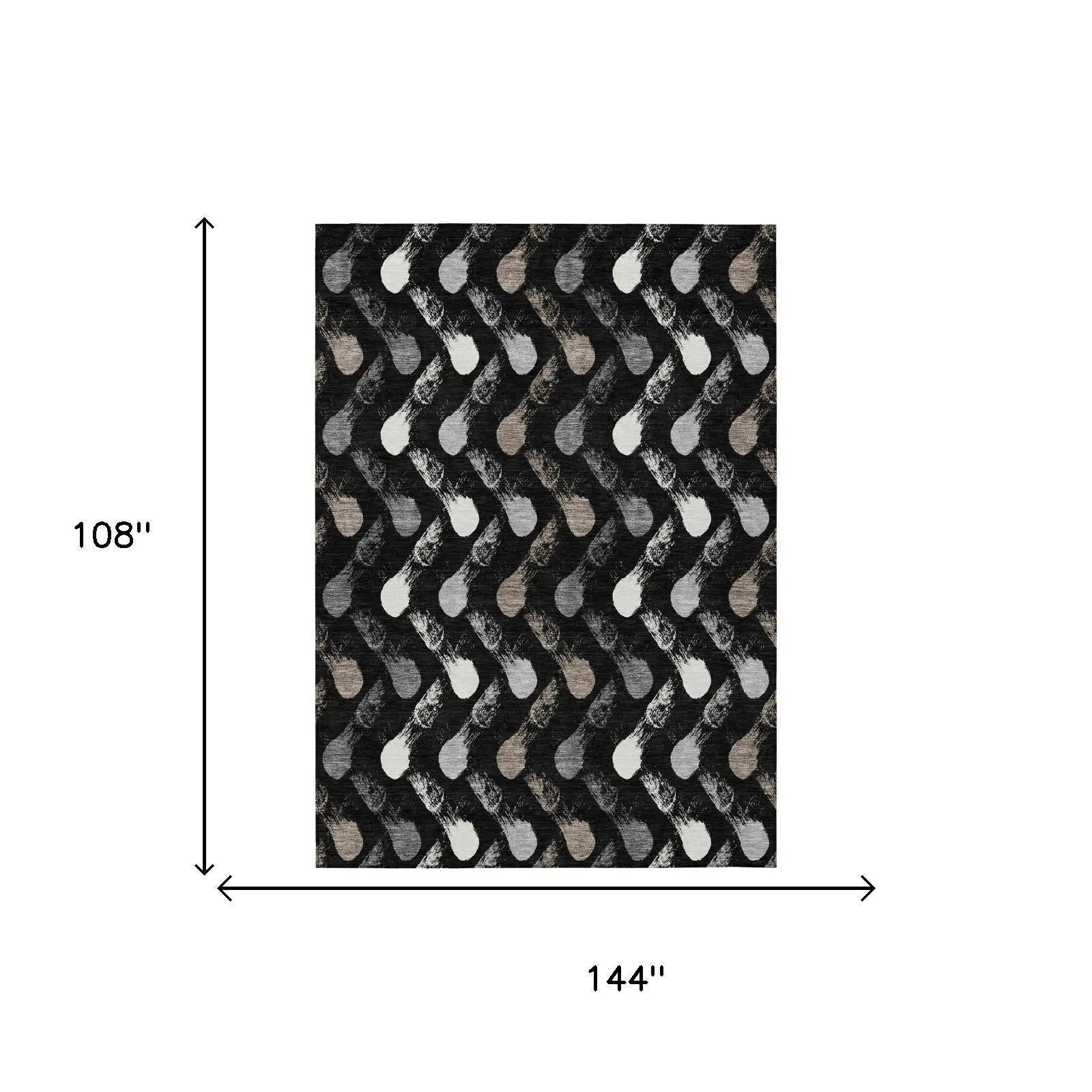 9' X 12' Black And Graphite Geometric Washable Indoor Outdoor Area Rug Homeroots Outdoor
