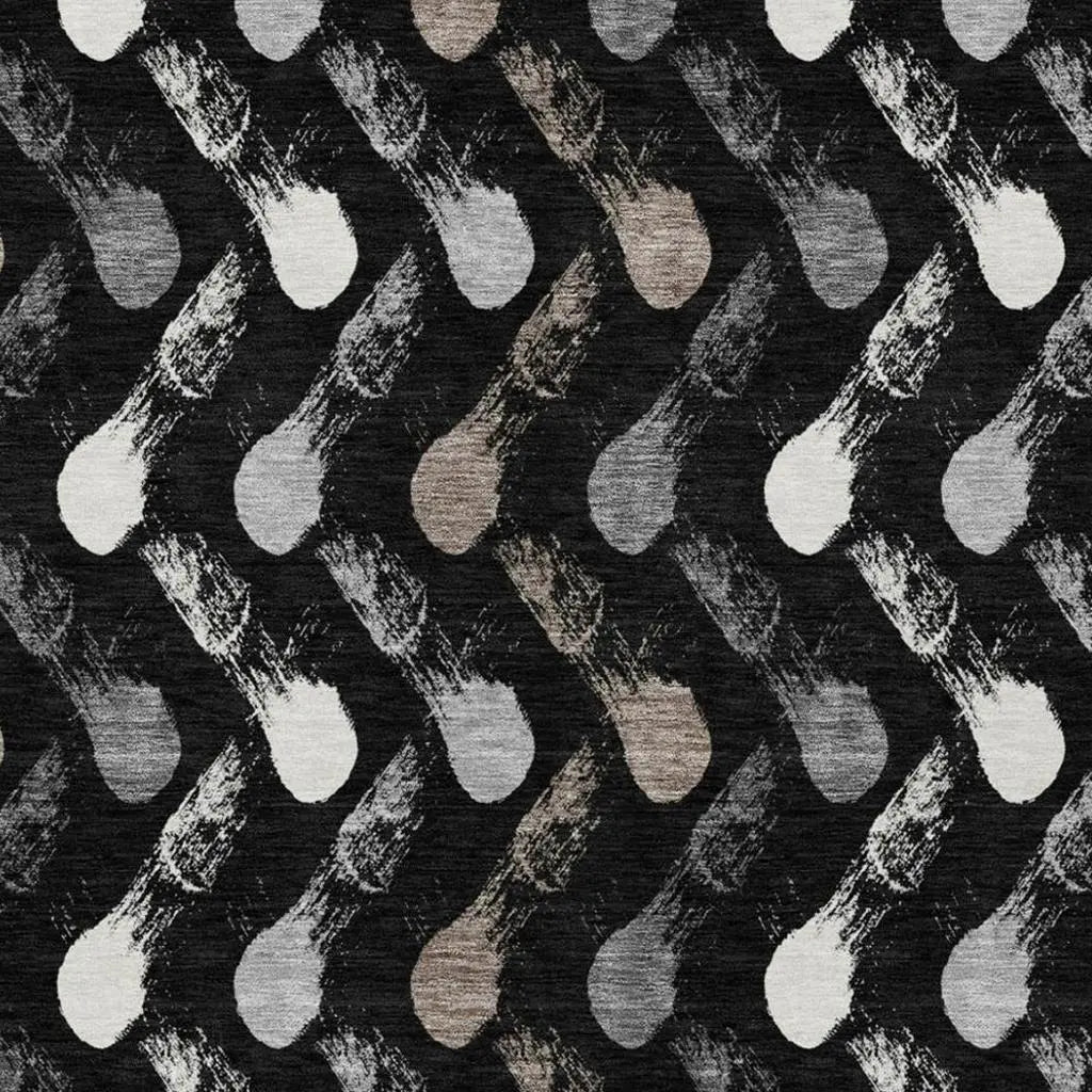 9' X 12' Black And Graphite Geometric Washable Indoor Outdoor Area Rug Homeroots Outdoor