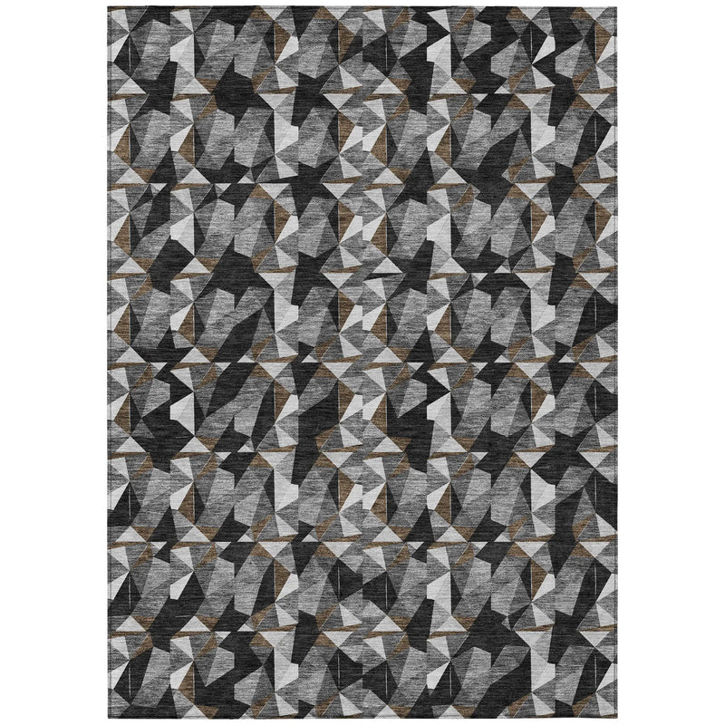 9' X 12' Black And Graphite Geometric Washable Indoor Outdoor Area Rug Homeroots Outdoor