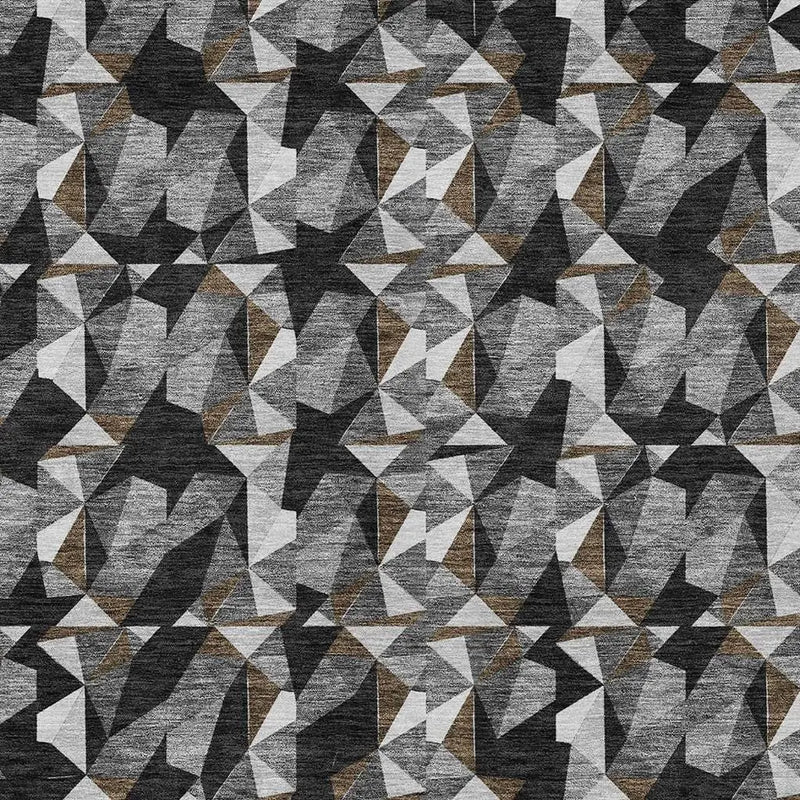 9' X 12' Black And Graphite Geometric Washable Indoor Outdoor Area Rug Homeroots Outdoor