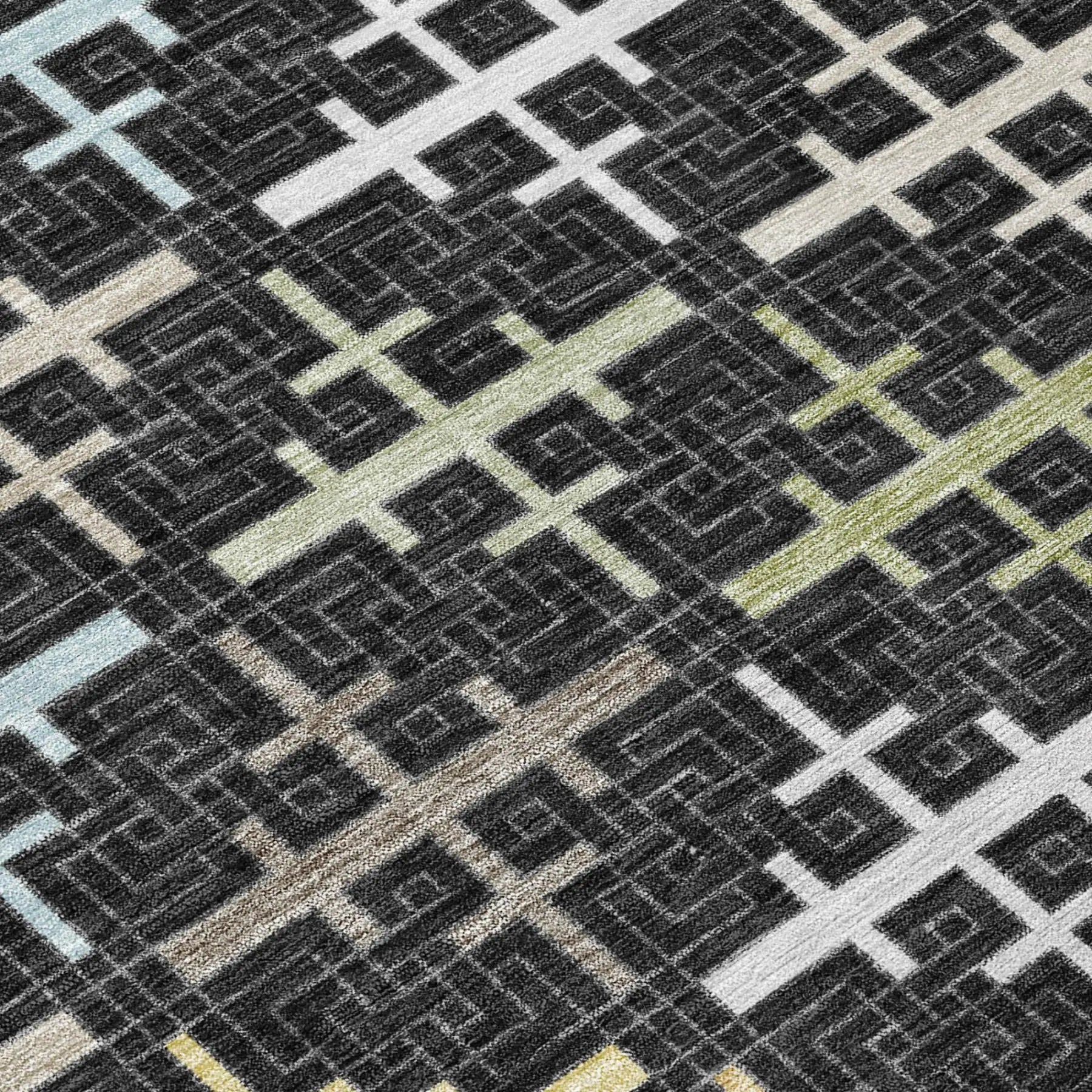 9' X 12' Black And Graphite Geometric Washable Indoor Outdoor Area Rug Homeroots Outdoor