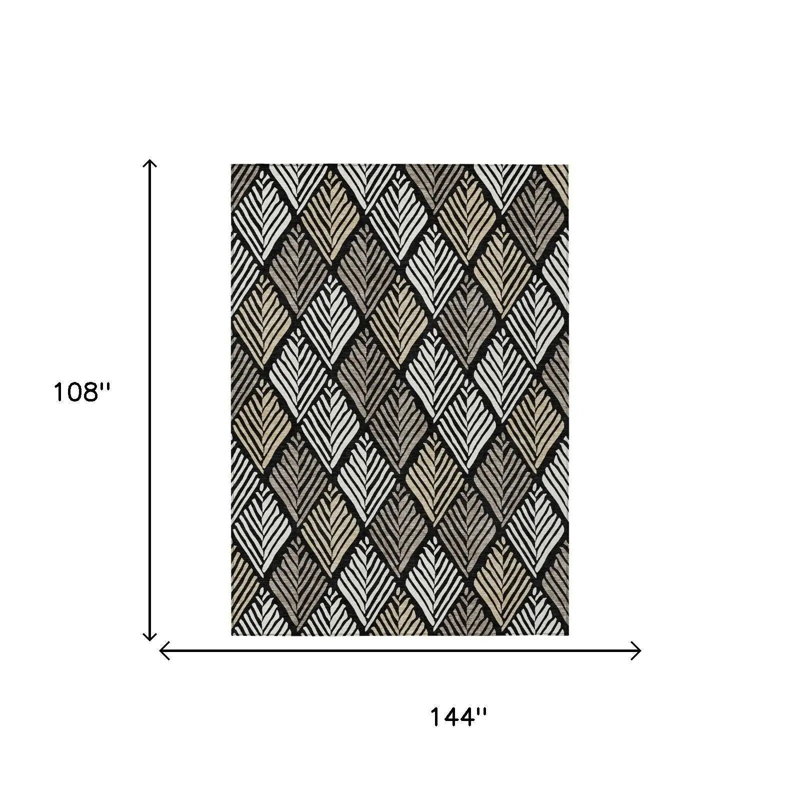 9' X 12' Black And Graphite Geometric Washable Indoor Outdoor Area Rug Homeroots Outdoor