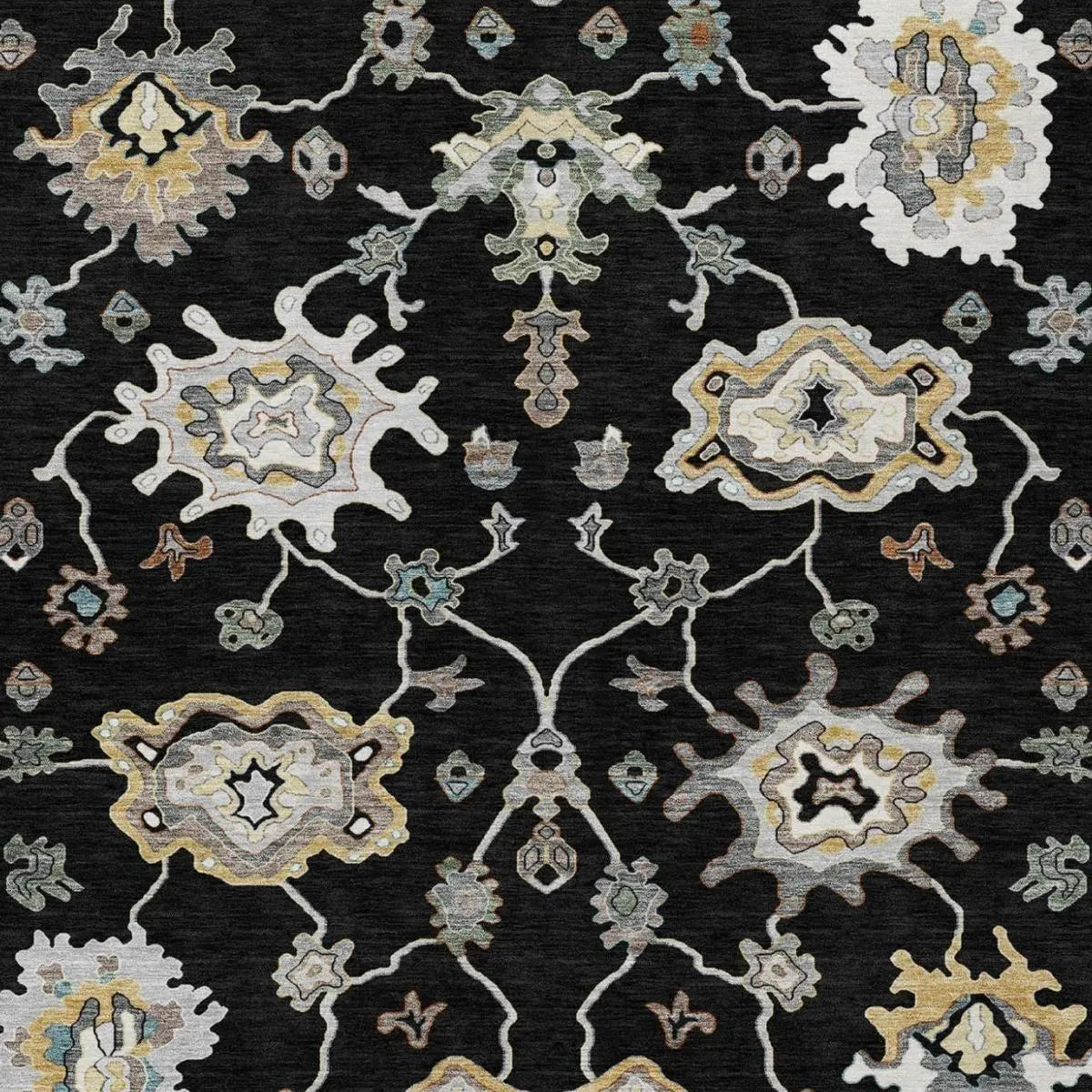 9' X 12' Black And Graphite Oriental Washable Indoor Outdoor Area Rug Homeroots Outdoor