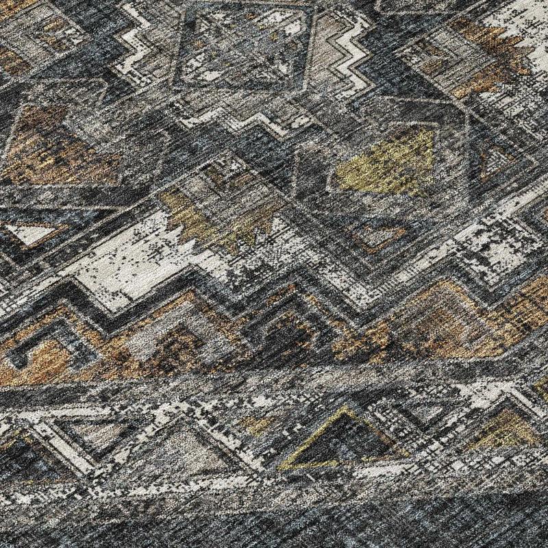 9' X 12' Black And Graphite Southwestern Washable Indoor Outdoor Area Rug Homeroots Outdoor