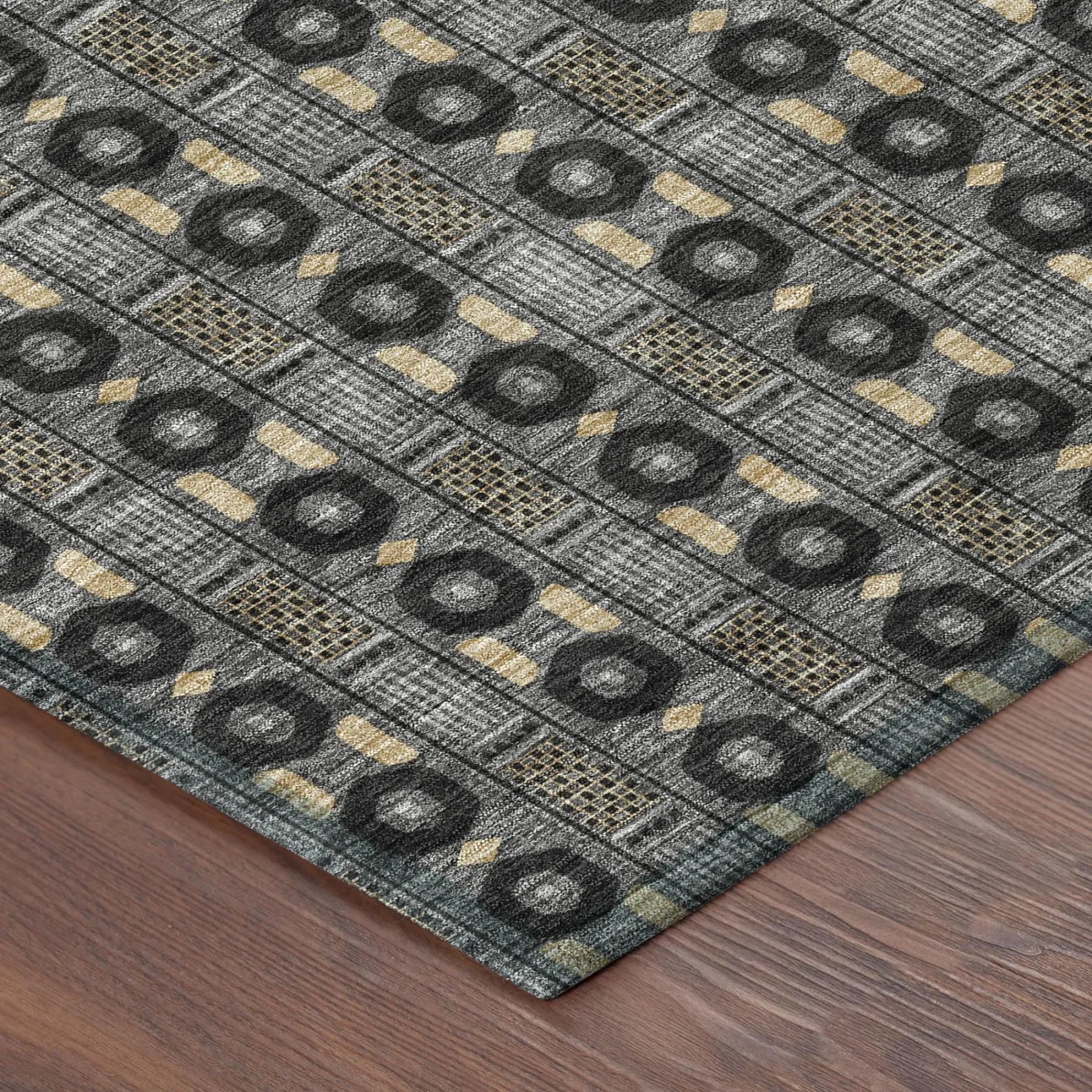 9' X 12' Black And Graphite Striped Washable Indoor Outdoor Area Rug Homeroots Outdoor