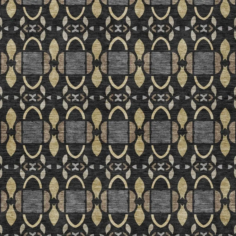 9' X 12' Black And Graphite Striped Washable Indoor Outdoor Area Rug Homeroots Outdoor