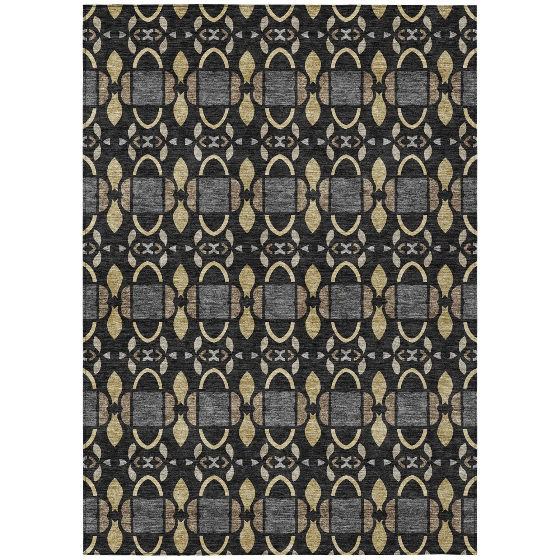 9' X 12' Black And Graphite Striped Washable Indoor Outdoor Area Rug Homeroots Outdoor