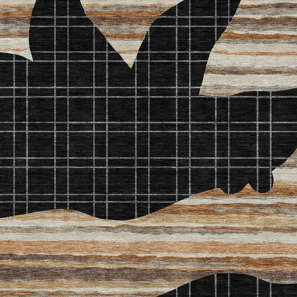 9' X 12' Black And Gray Abstract Washable Indoor Outdoor Area Rug Homeroots Outdoor