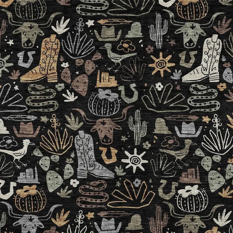 9' X 12' Black And Gray Cactus Washable Indoor Outdoor Area Rug Homeroots Outdoor