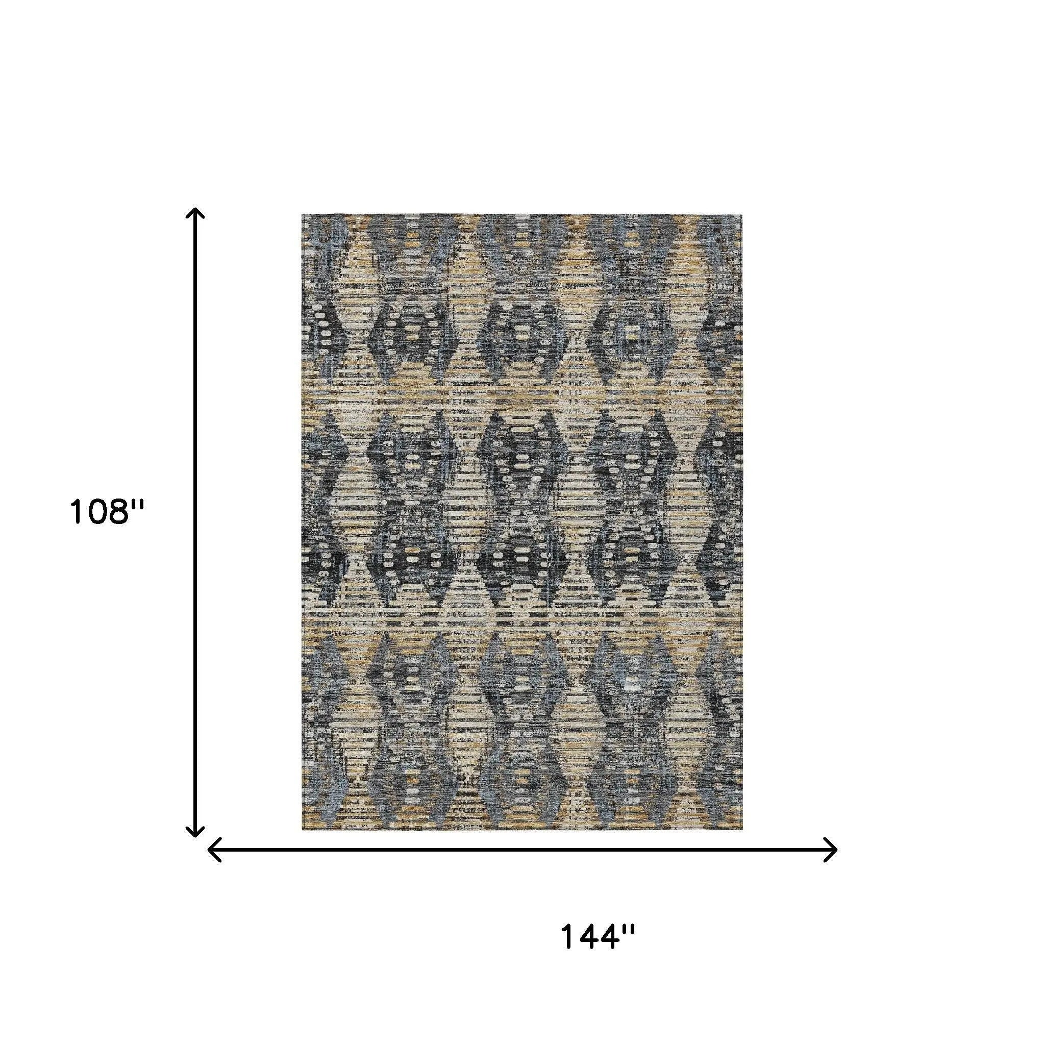 9' X 12' Black And Gray Floral Medallion Washable Indoor Outdoor Area Rug Homeroots Outdoor