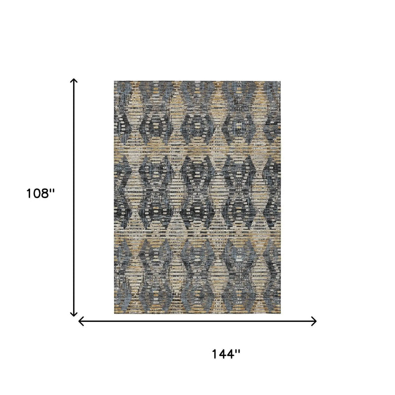 9' X 12' Black And Gray Floral Medallion Washable Indoor Outdoor Area Rug Homeroots Outdoor