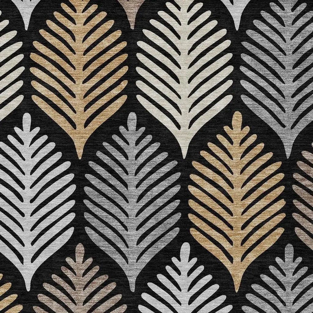 9' X 12' Black And Gray Floral Washable Indoor Outdoor Area Rug Homeroots Outdoor