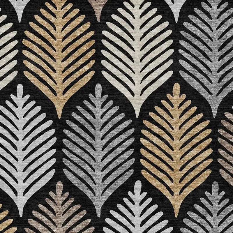 9' X 12' Black And Gray Floral Washable Indoor Outdoor Area Rug Homeroots Outdoor