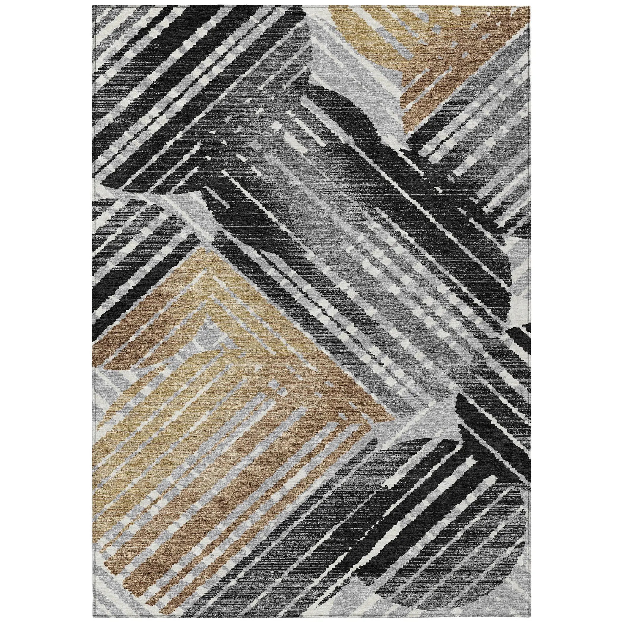 9' X 12' Black And Gray Geometric Washable Indoor Outdoor Area Rug Homeroots Outdoor