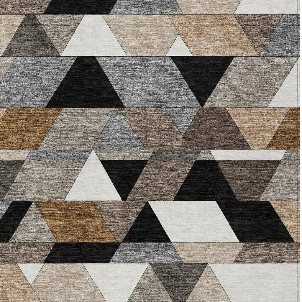 9' X 12' Black And Gray Geometric Washable Indoor Outdoor Area Rug Homeroots Outdoor