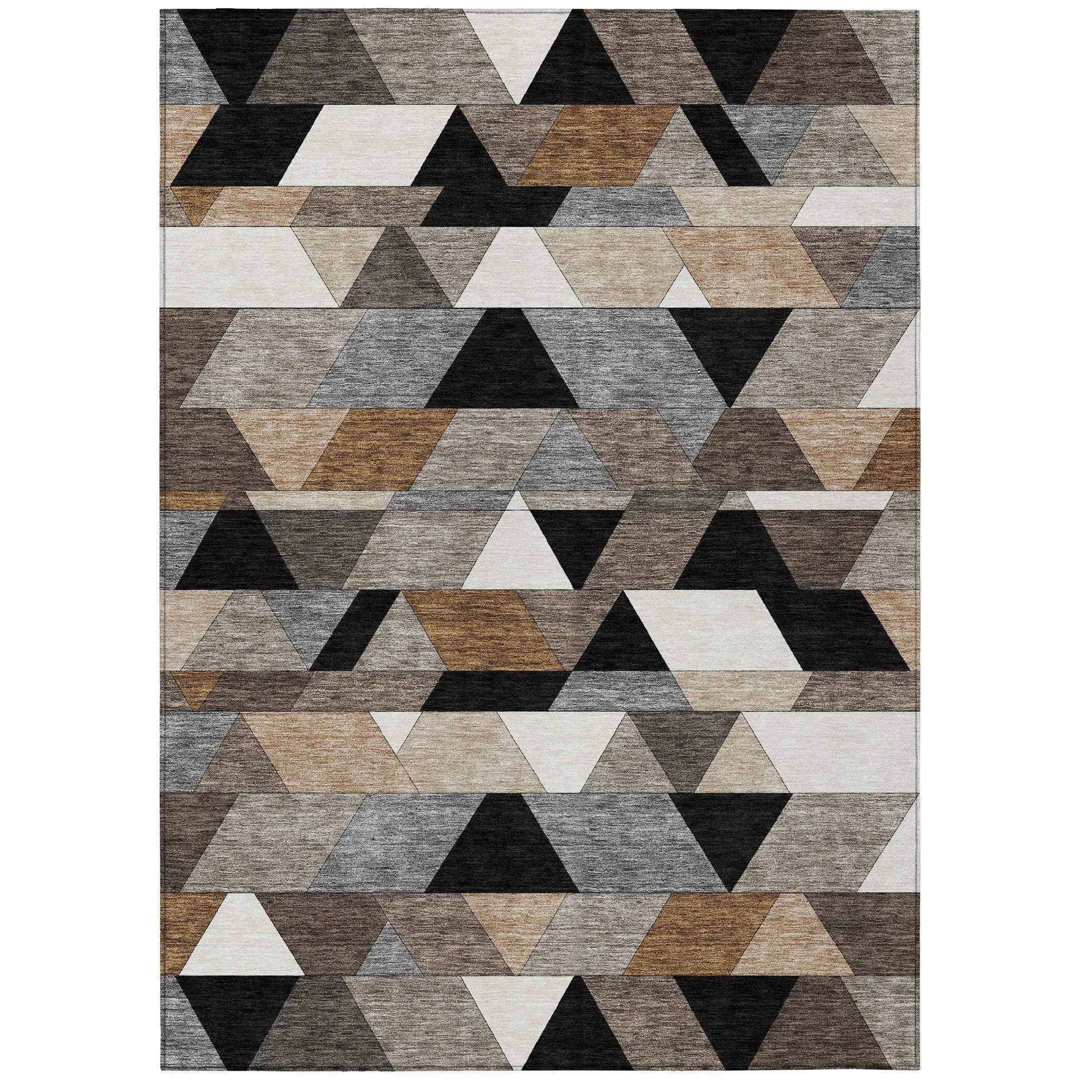 9' X 12' Black And Gray Geometric Washable Indoor Outdoor Area Rug Homeroots Outdoor