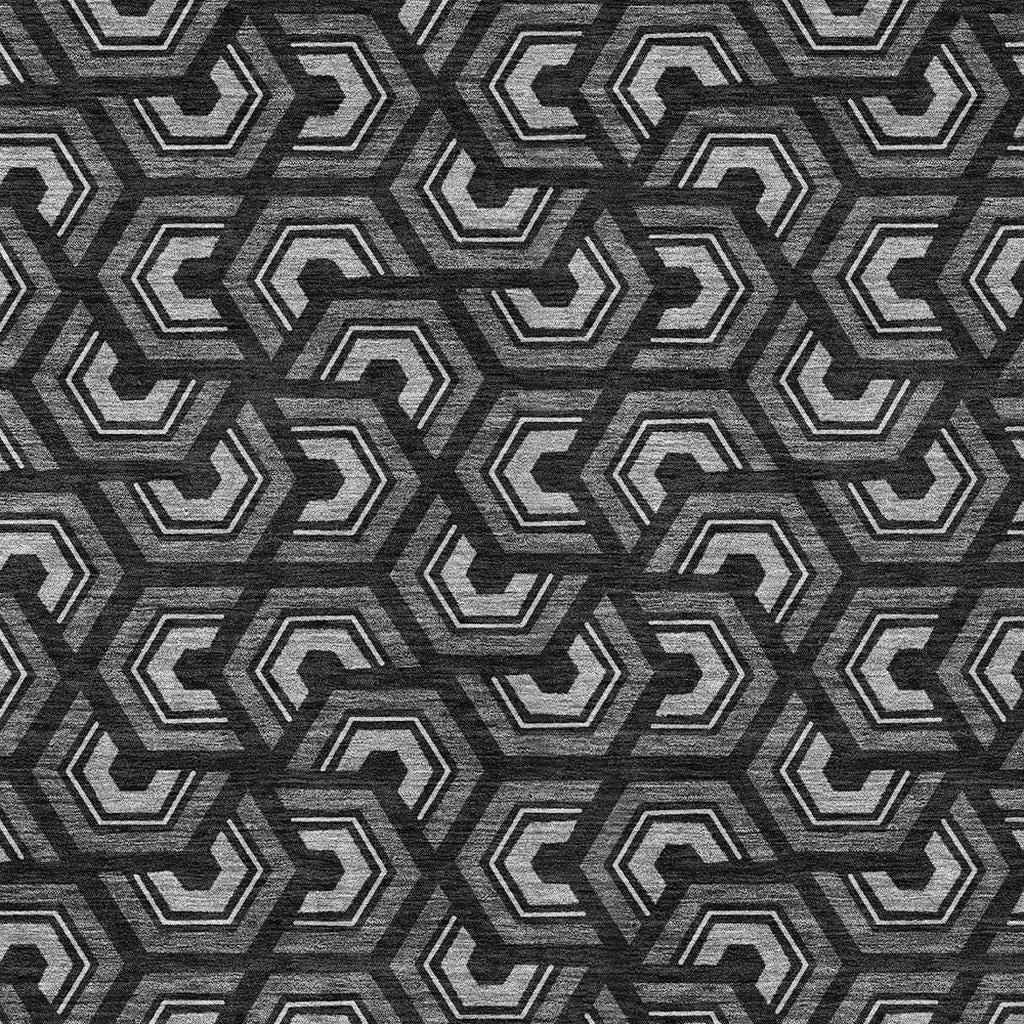 9' X 12' Black And Gray Geometric Washable Indoor Outdoor Area Rug Homeroots Outdoor