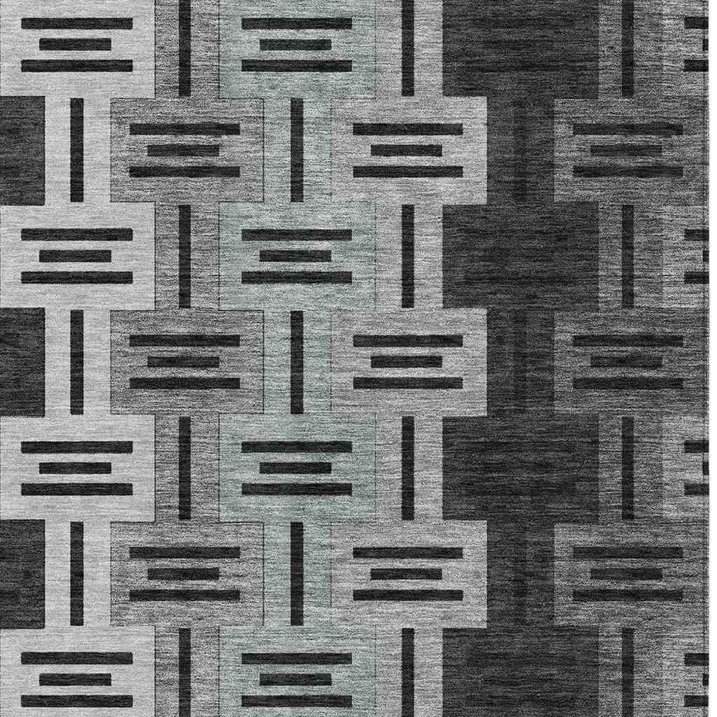 9' X 12' Black And Gray Geometric Washable Indoor Outdoor Area Rug Homeroots Outdoor