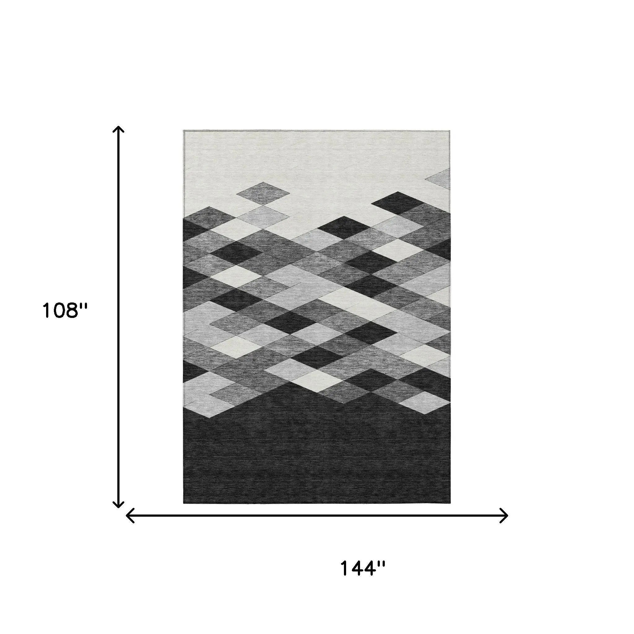 9' X 12' Black And Gray Geometric Washable Indoor Outdoor Area Rug Homeroots Outdoor