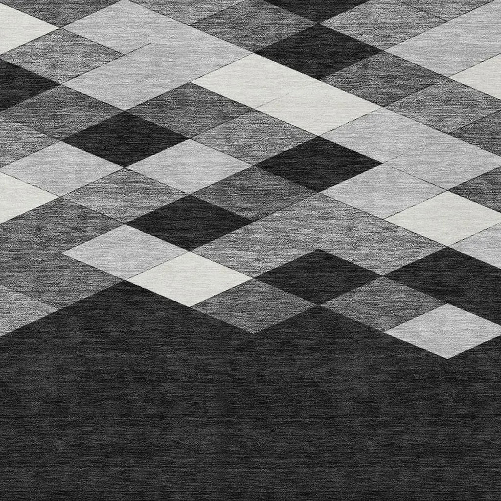 9' X 12' Black And Gray Geometric Washable Indoor Outdoor Area Rug Homeroots Outdoor