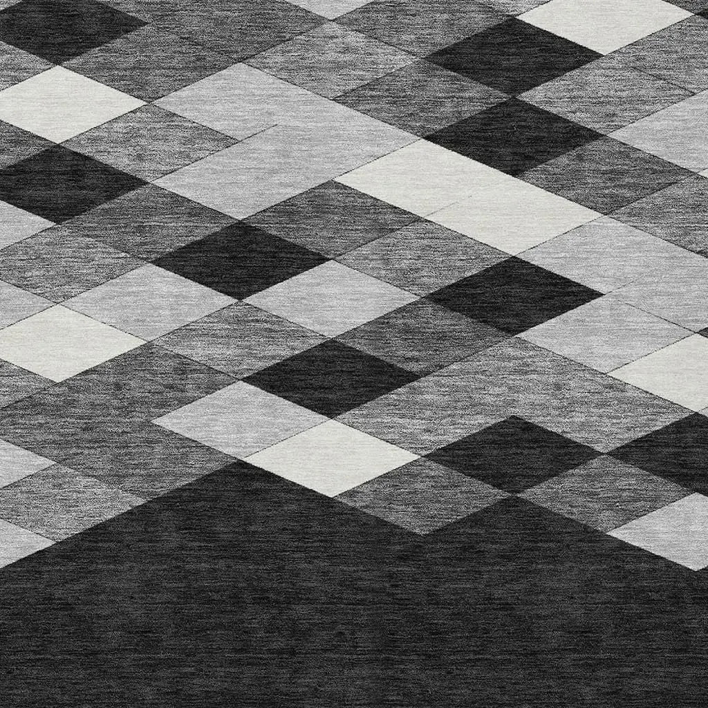 9' X 12' Black And Gray Geometric Washable Indoor Outdoor Area Rug Homeroots Outdoor