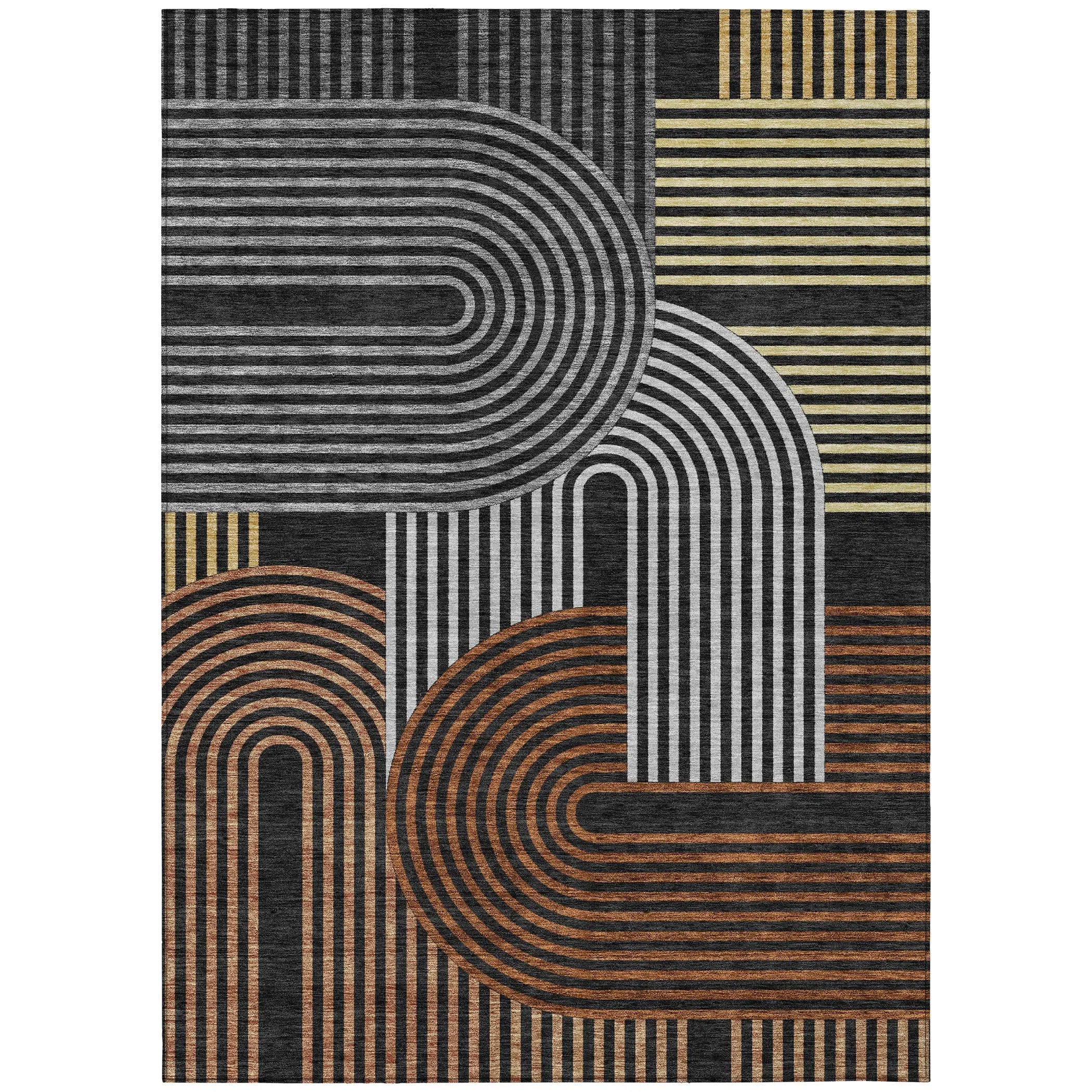 9' X 12' Black And Gray Geometric Washable Indoor Outdoor Area Rug Homeroots Outdoor
