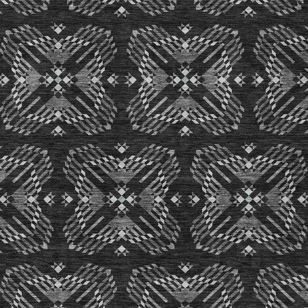 9' X 12' Black And Gray Geometric Washable Indoor Outdoor Area Rug Homeroots Outdoor