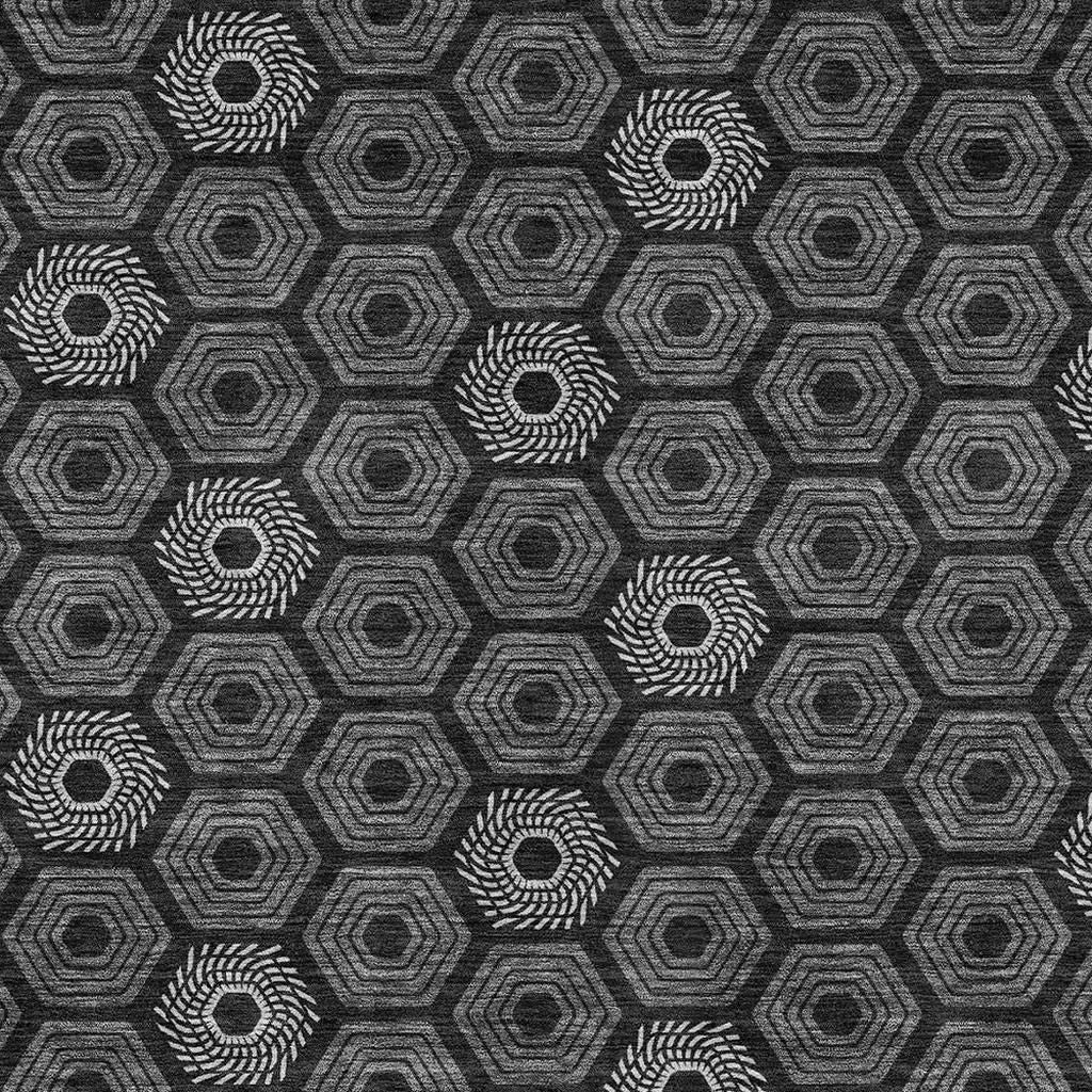 9' X 12' Black And Gray Geometric Washable Indoor Outdoor Area Rug Homeroots Outdoor