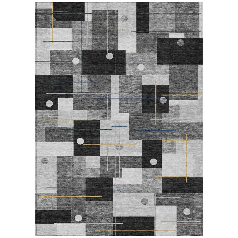 9' X 12' Black And Green Geometric Washable Indoor Outdoor Area Rug Homeroots Outdoor