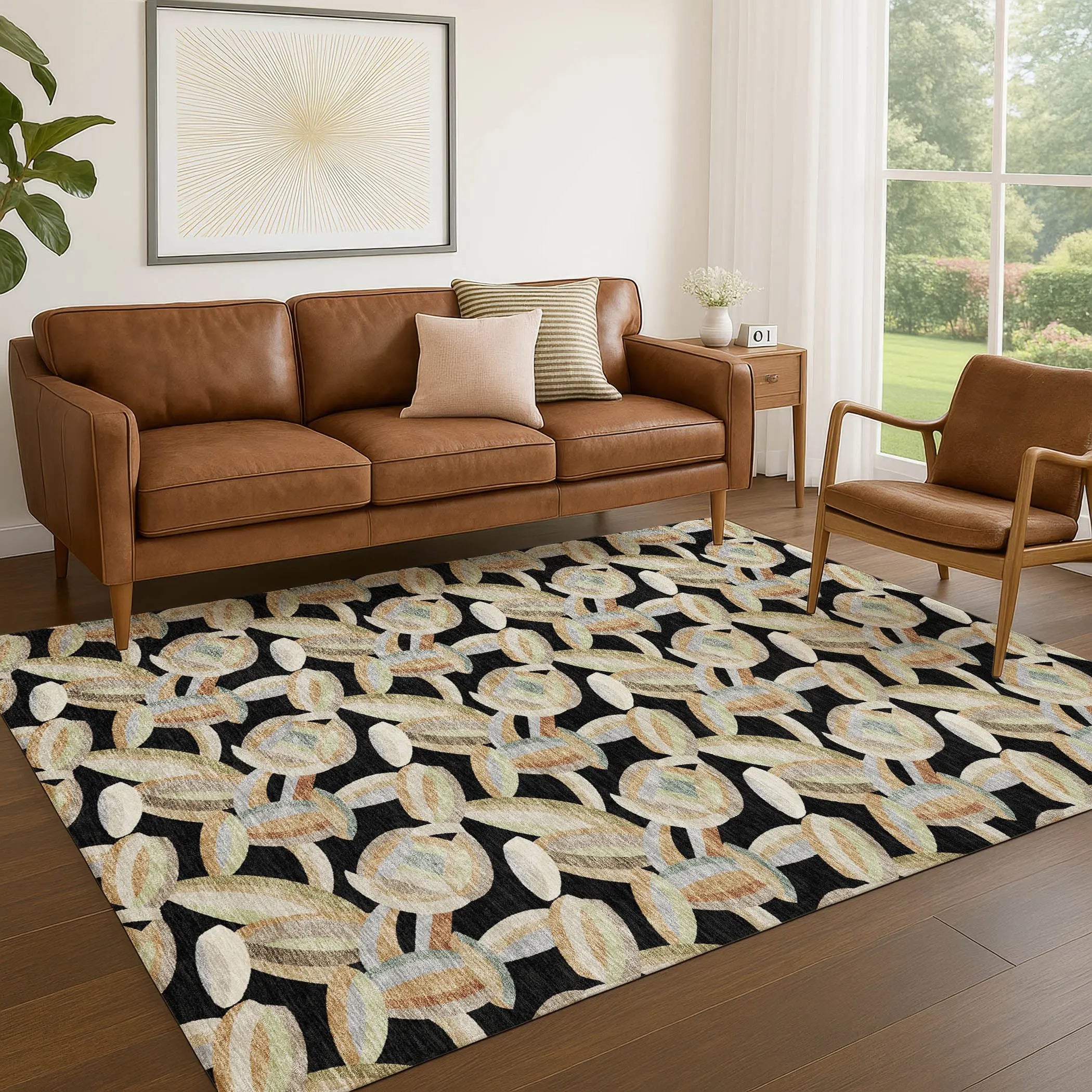 9' X 12' Black And Ivory Abstract Washable Indoor Outdoor Area Rug Homeroots Outdoor