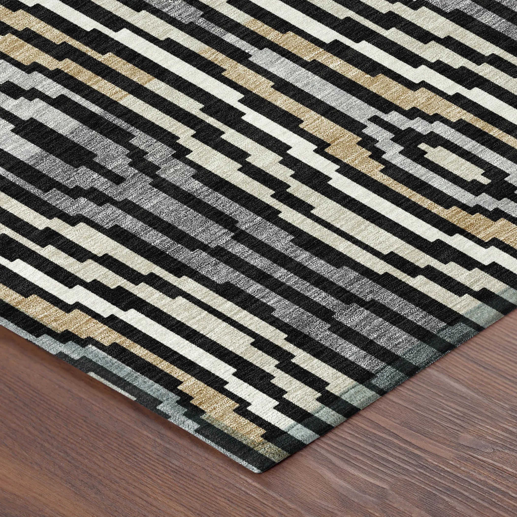 9' X 12' Black And Ivory Abstract Washable Indoor Outdoor Area Rug Homeroots Outdoor
