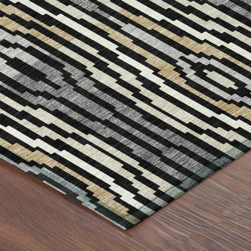 9' X 12' Black And Ivory Abstract Washable Indoor Outdoor Area Rug Homeroots Outdoor