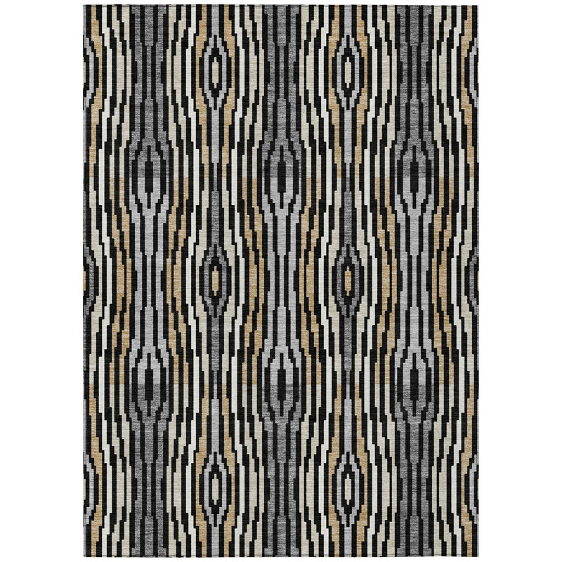 9' X 12' Black And Ivory Abstract Washable Indoor Outdoor Area Rug Homeroots Outdoor