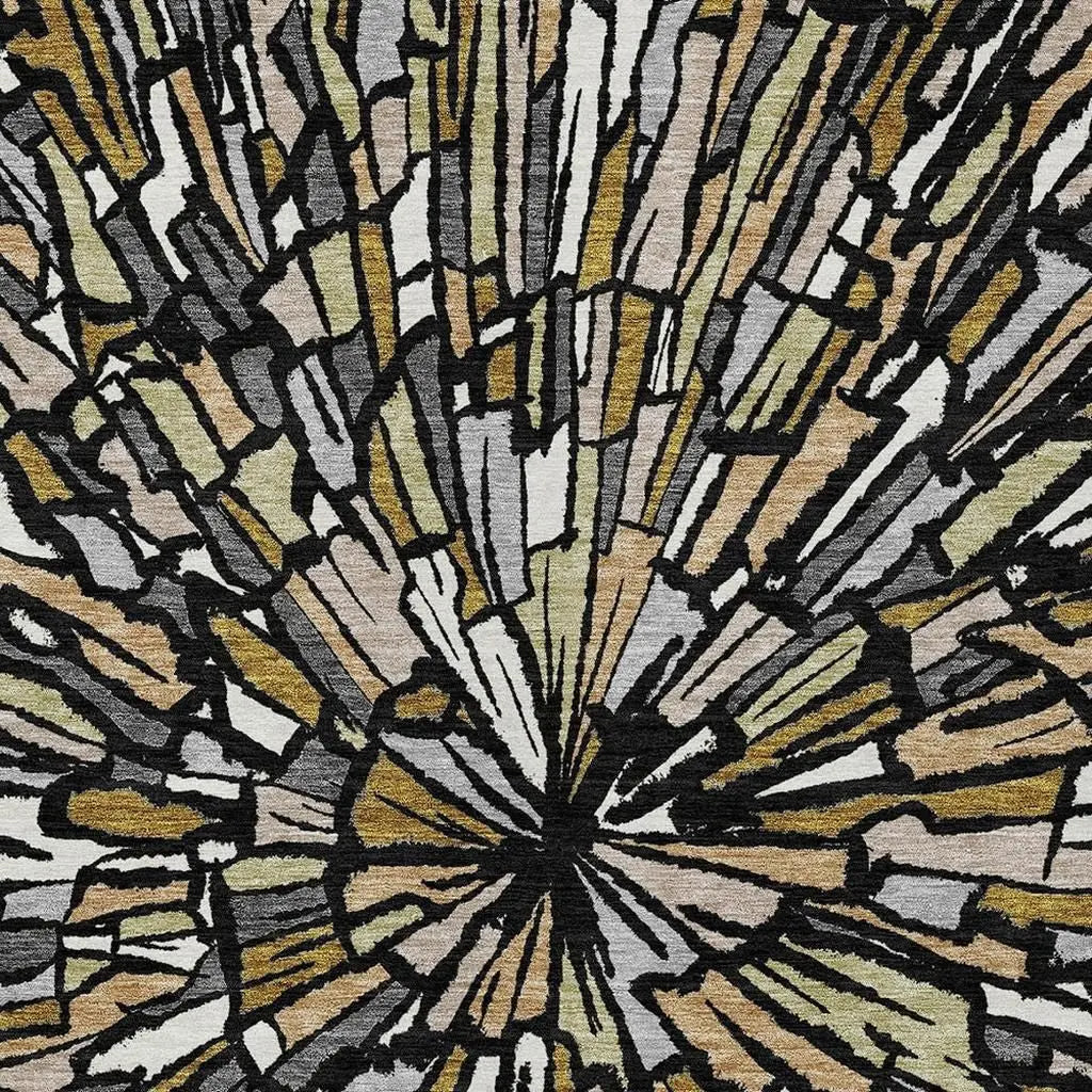 9' X 12' Black And Ivory Abstract Washable Indoor Outdoor Area Rug Homeroots Outdoor
