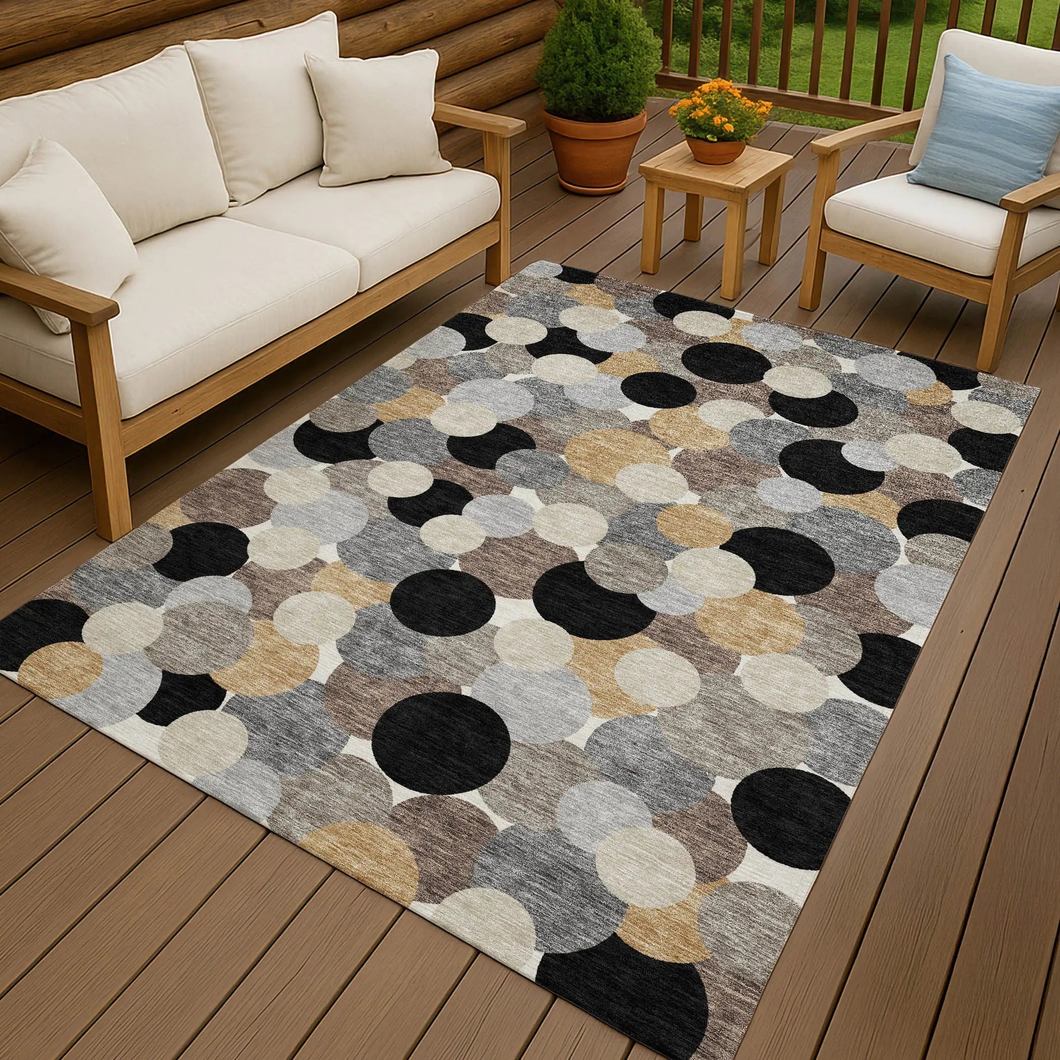 9' X 12' Black And Ivory Geometric Washable Indoor Outdoor Area Rug Homeroots Outdoor