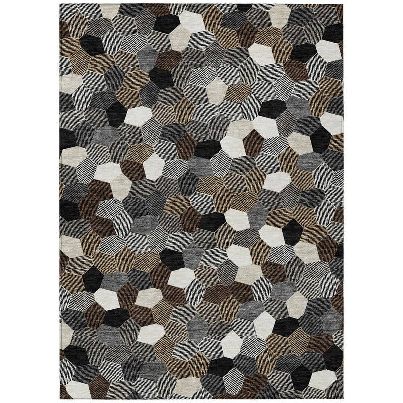 9' X 12' Black And Ivory Geometric Washable Indoor Outdoor Area Rug Homeroots Outdoor