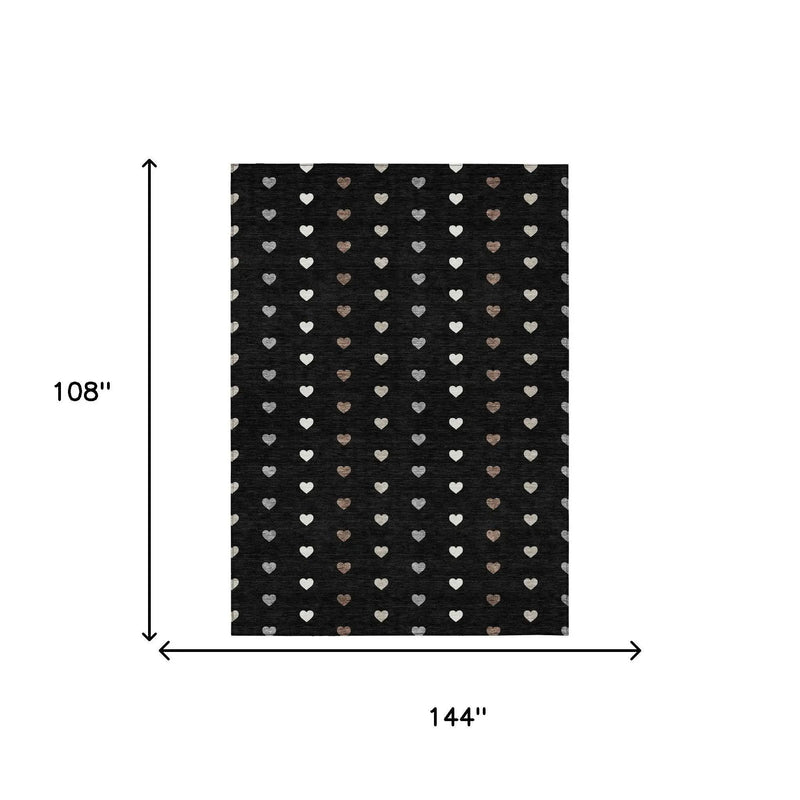 9' X 12' Black And Ivory Geometric Washable Indoor Outdoor Area Rug Homeroots Outdoor