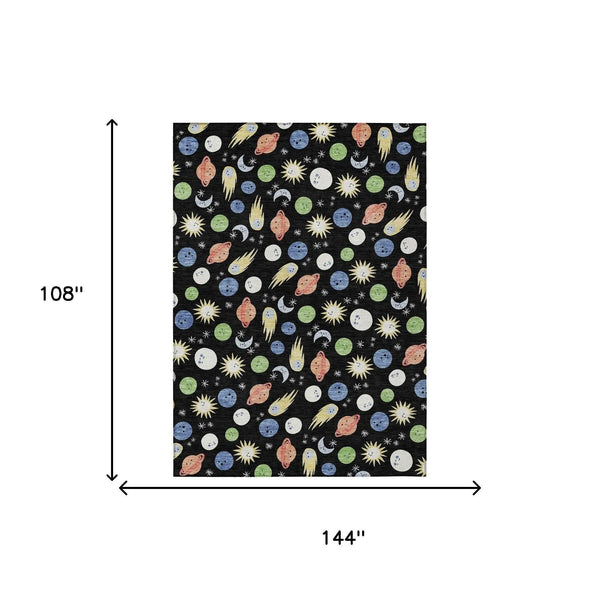 9' X 12' Black And Ivory Geometric Washable Indoor Outdoor Area Rug Homeroots Outdoor