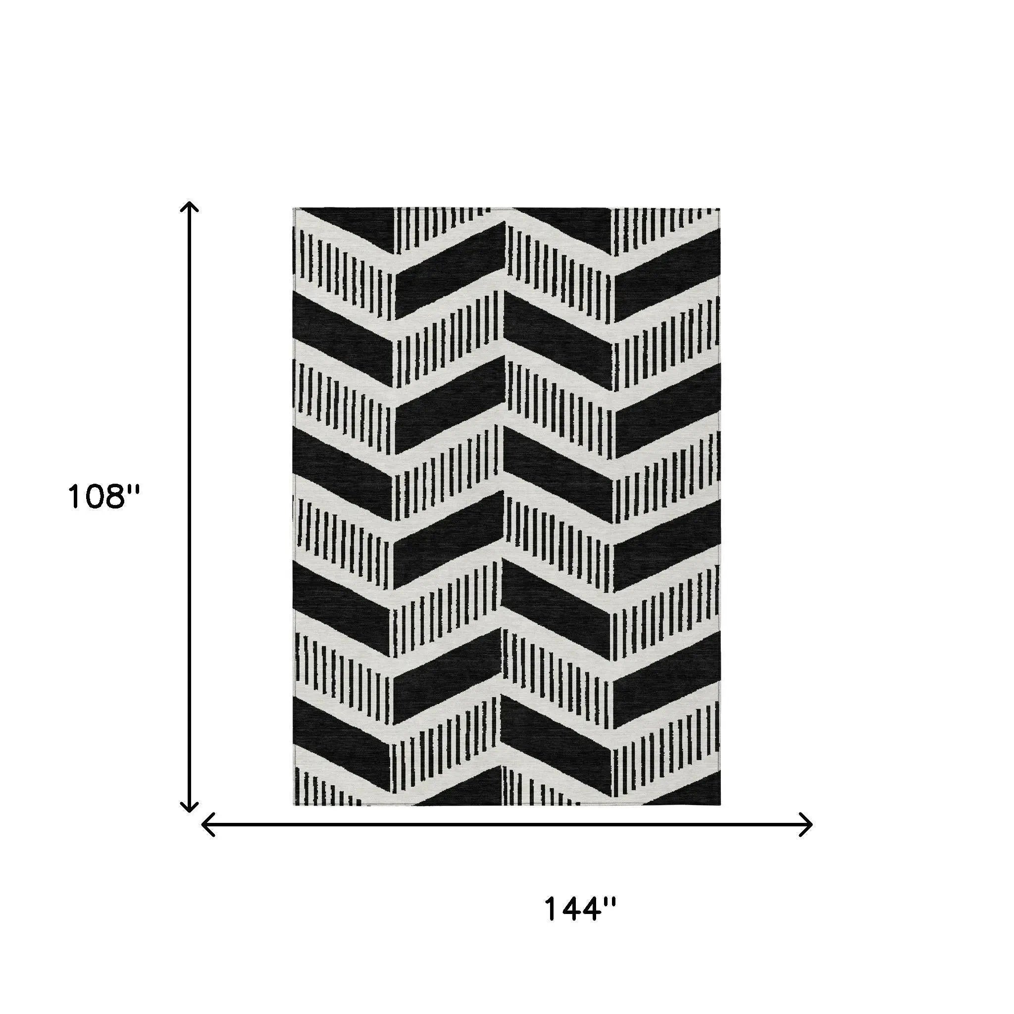 9' X 12' Black And Ivory Geometric Washable Indoor Outdoor Area Rug Homeroots Outdoor