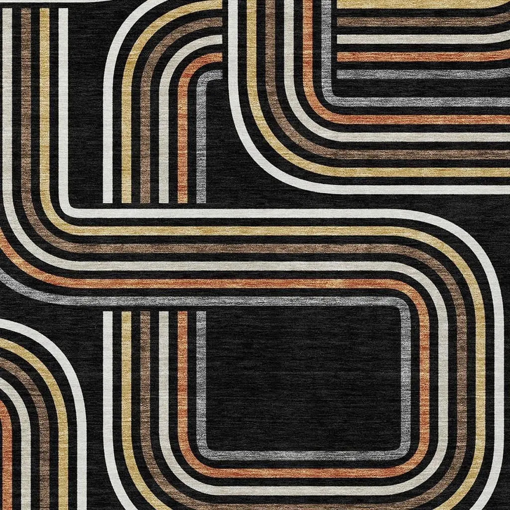 9' X 12' Black And Ivory Geometric Washable Indoor Outdoor Area Rug Homeroots Outdoor