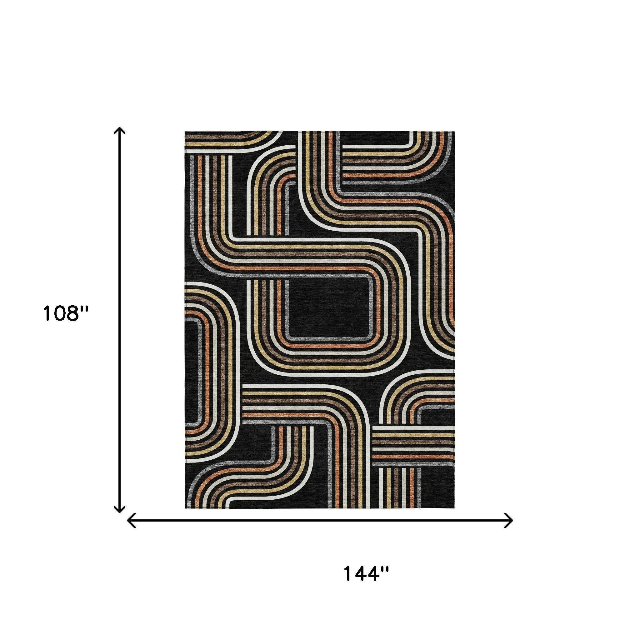 9' X 12' Black And Ivory Geometric Washable Indoor Outdoor Area Rug Homeroots Outdoor
