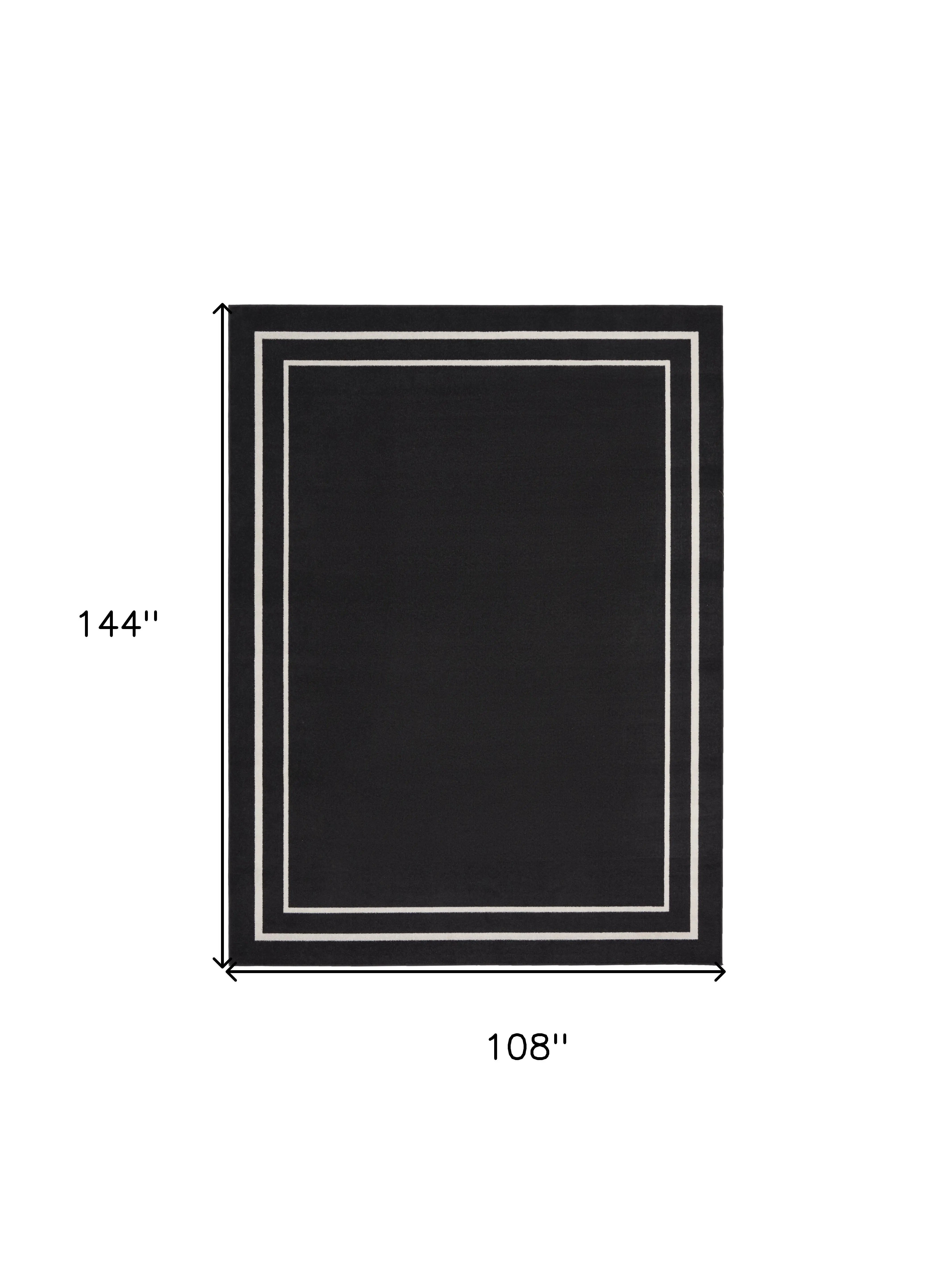 9' X 12' Black And Ivory Indoor Outdoor Area Rug Homeroots Outdoor