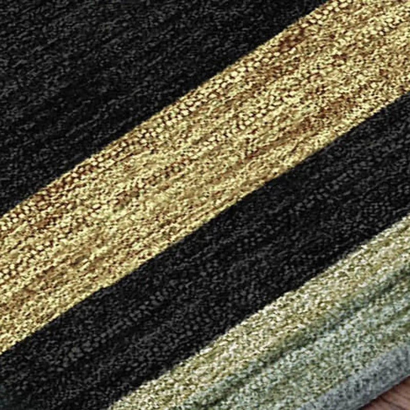 9' X 12' Black And Ivory Striped Washable Indoor Outdoor Area Rug Homeroots Outdoor