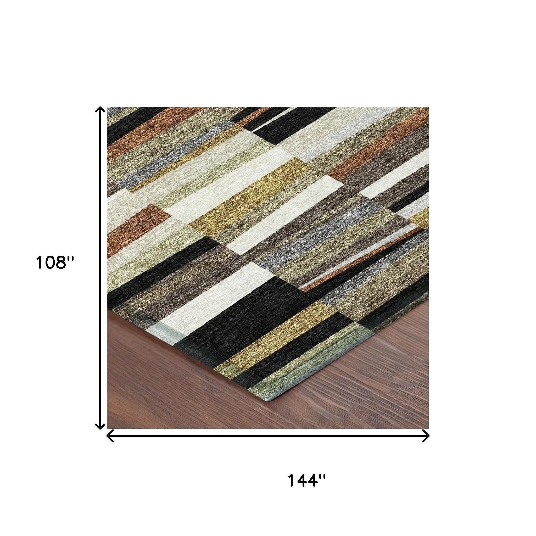 9' X 12' Black And Ivory Striped Washable Indoor Outdoor Area Rug Homeroots Outdoor